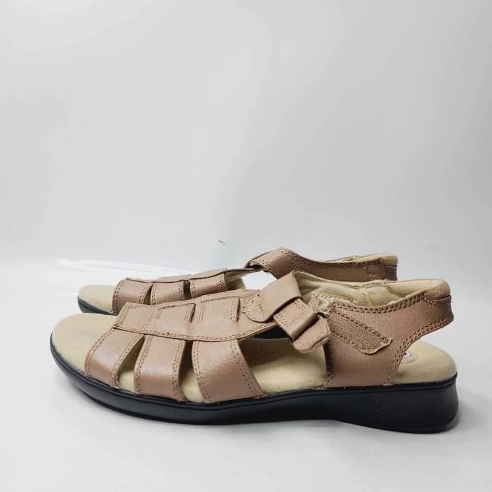 Dr. Scholl's Women's Tan Leather Cross Strappy Open Toe Slingback Sandal Size 7M - Picture 2 of 6